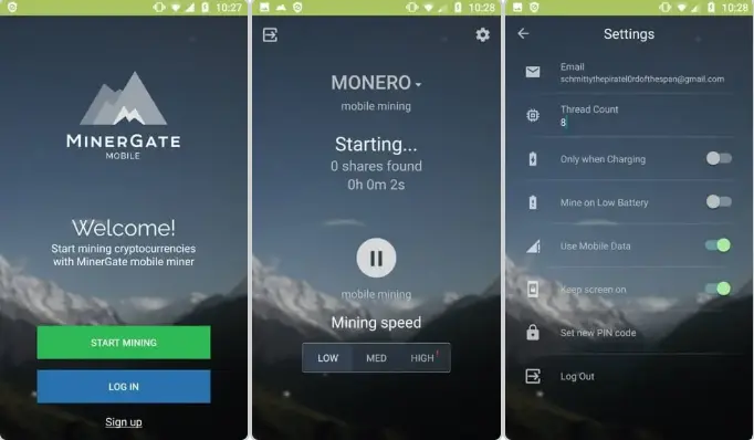 برنامه ماینرگیت (MinerGate Mobile Miner)