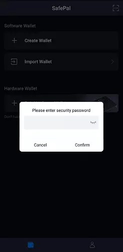 وارد کردن مجدد رمز عبور کیف پول نرم افزاری safe pal