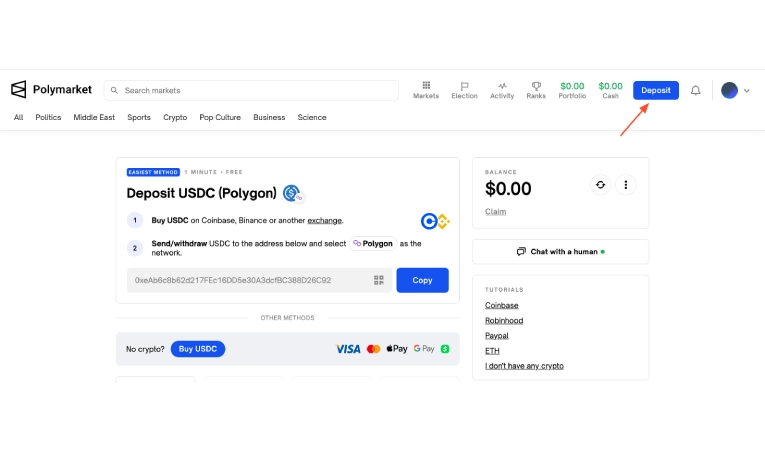 پالی‌مارکت از استیبل‌کوین USDC برای تراکنش‌ها و شرط‌ها استفاده می‌کند.