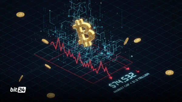 بیت‌کوین (BTC) تا 74,532 دلار سقوط کرد؛ ارزش بازار زیر 1.5 تریلیون