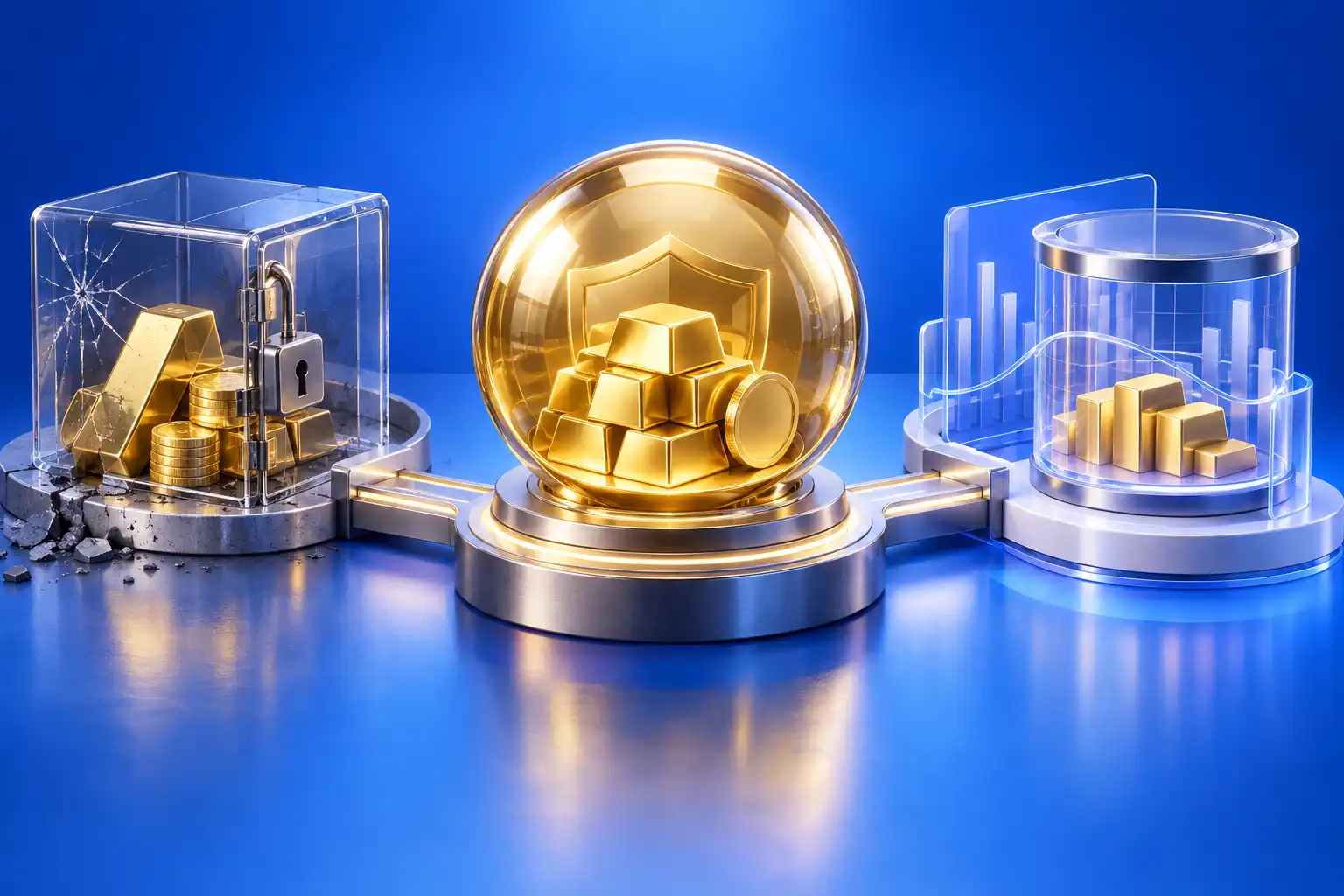 مقایسه امنیت نگهداری طلای فیزیکی در گاوصندوق شکسته با صندوق طلای محافظت‌شده و نمودار رشد
