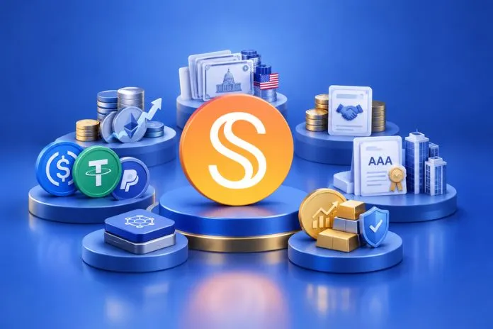 نمایش داراییهای پشتوانه USDS شامل استیبل کوینها، ارزهای دیجیتال و اوراق خزانهداری آمریکا